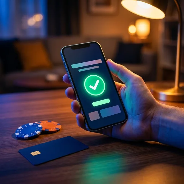 Potvrzení platby v mobilu u Mostbetu vedle platební karty a žetonů